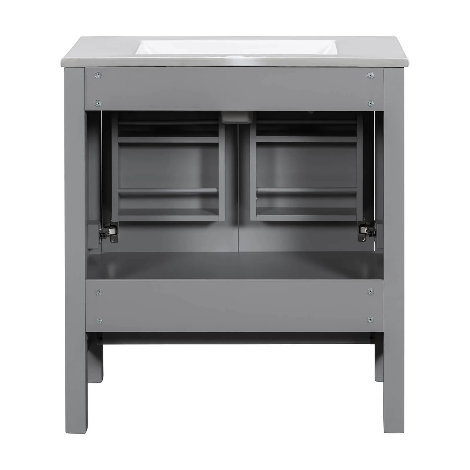 30'' Gray Bathroom Vanity with Built-In Shelf