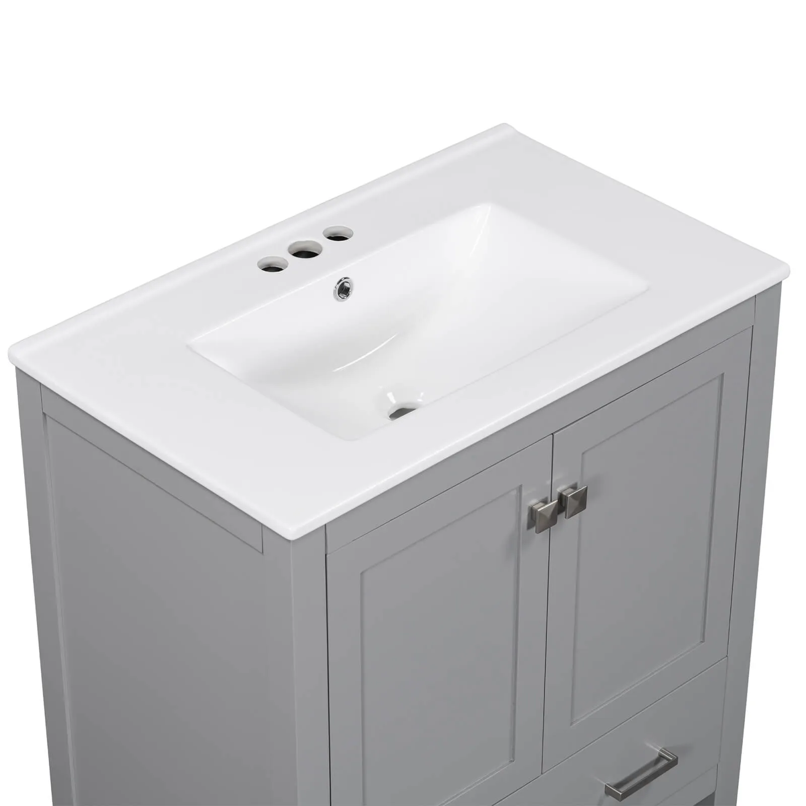 30'' Gray Bathroom Vanity with Built-In Shelf
