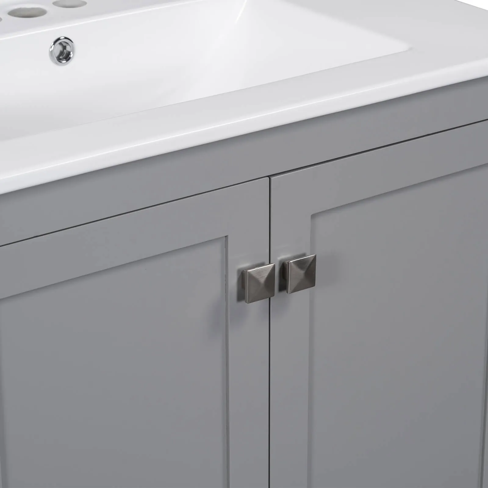 30'' Gray Bathroom Vanity with Built-In Shelf