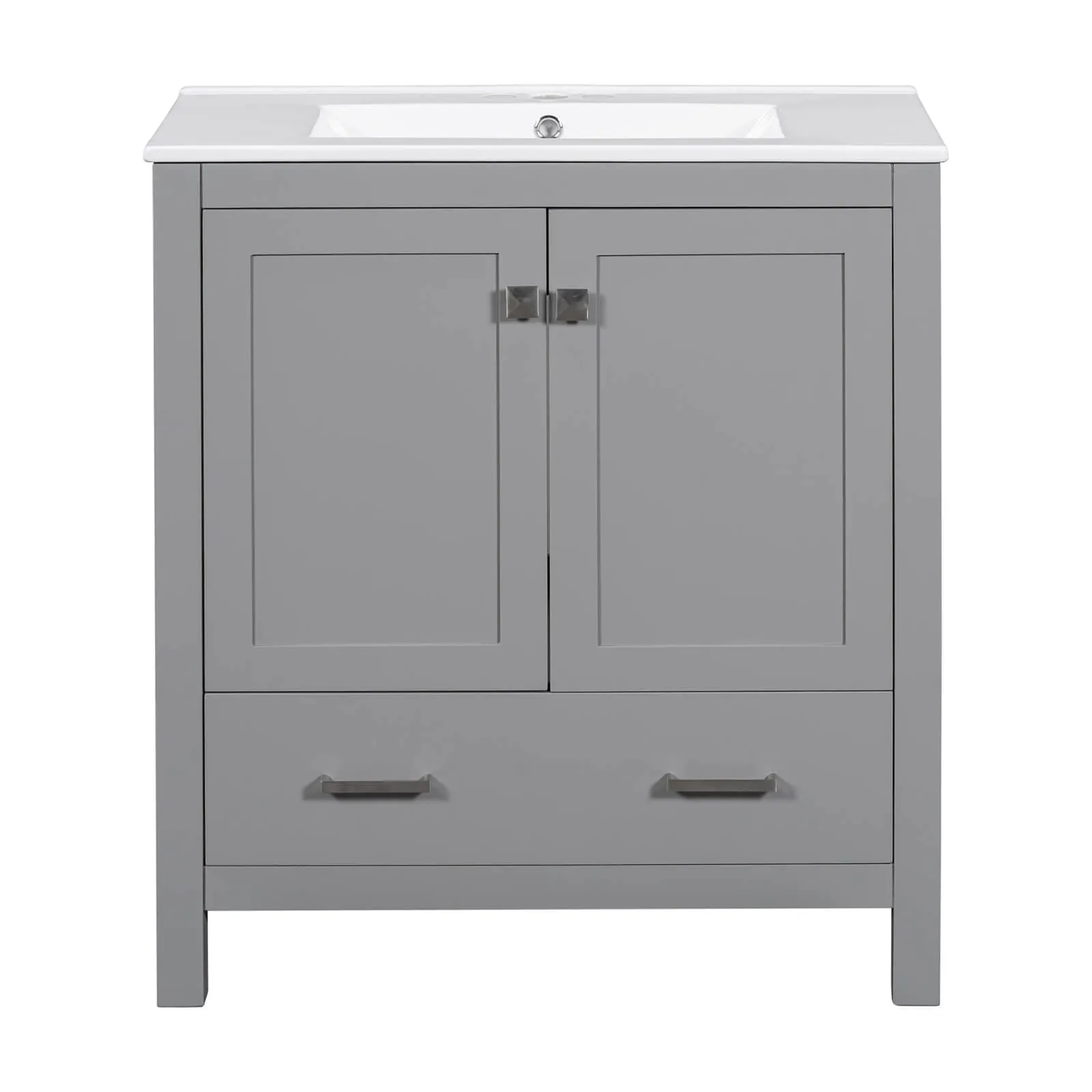 30'' Gray Bathroom Vanity with Built-In Shelf