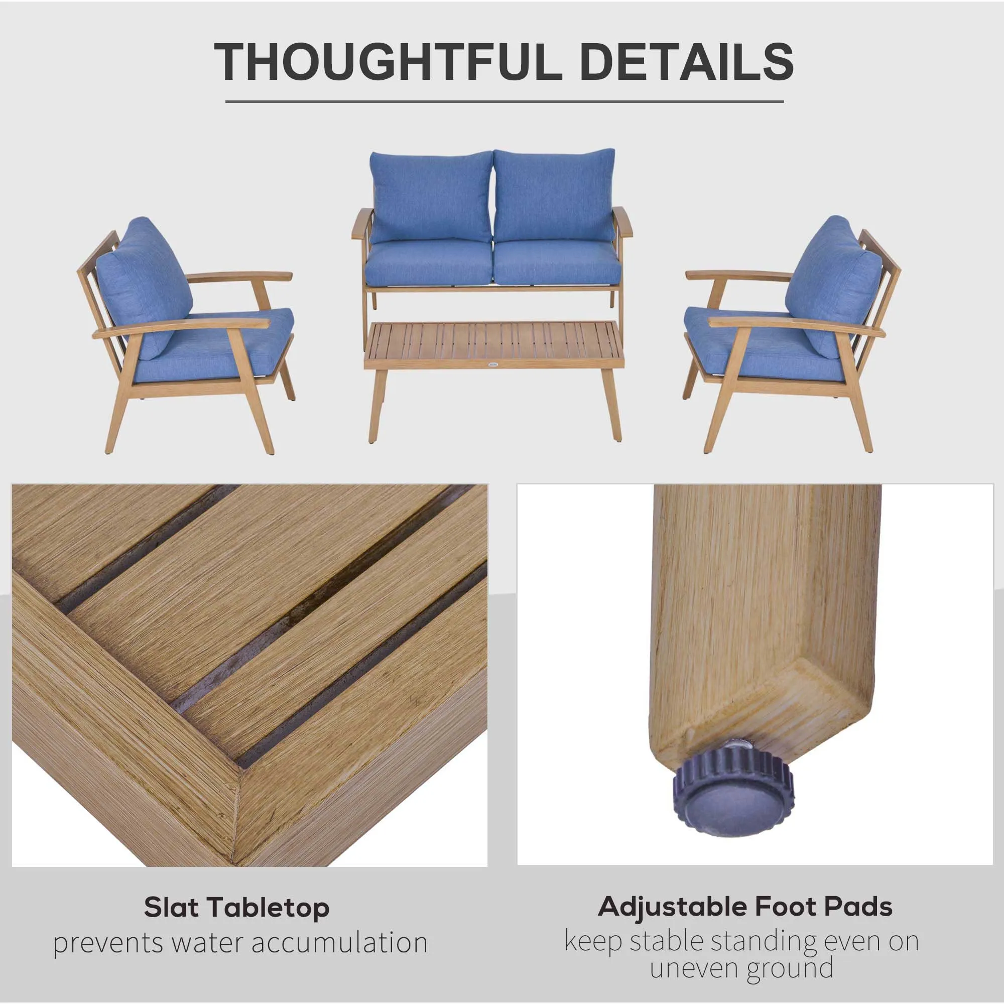 4pc Outdoor Garden Patio Furniture Set - Blue