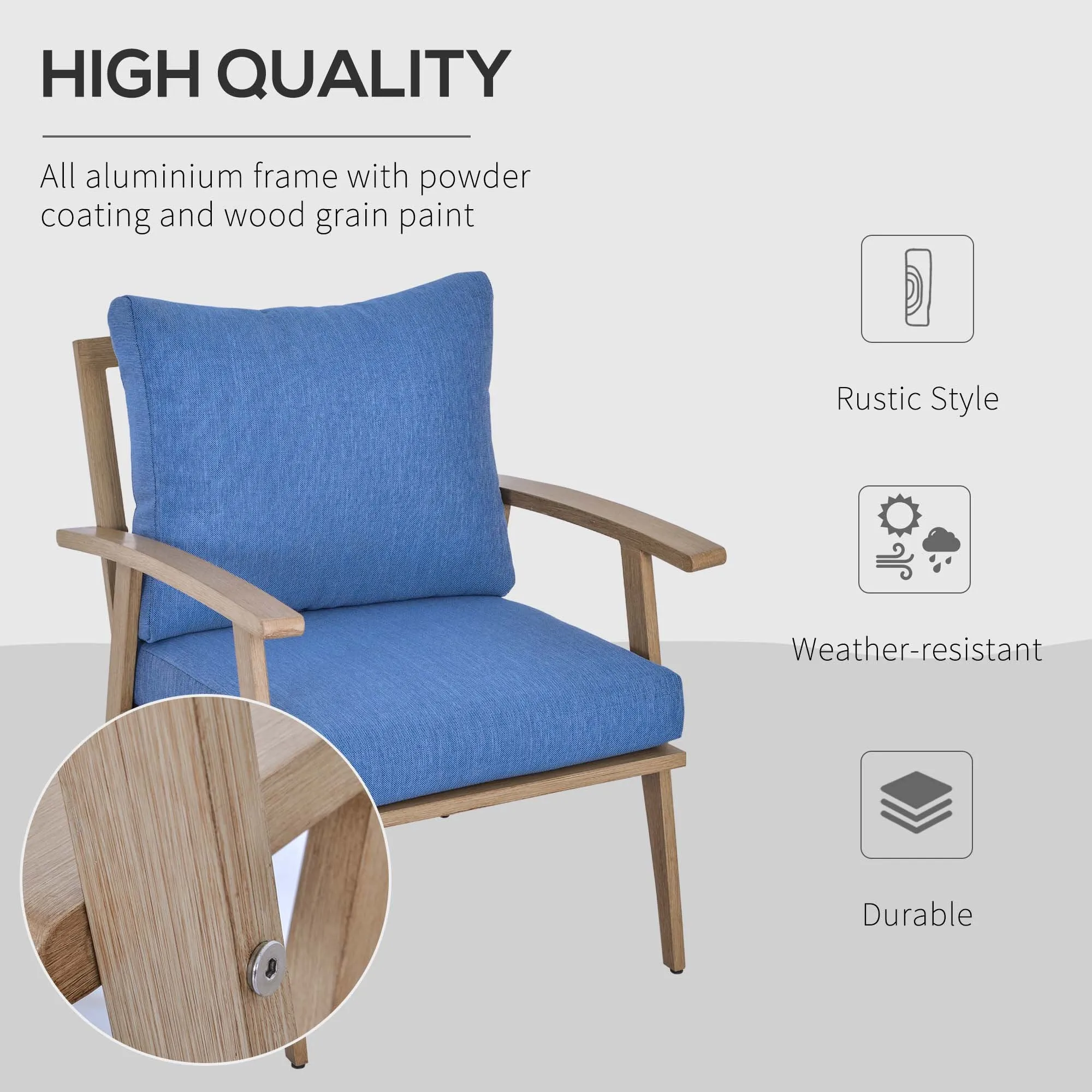 4pc Outdoor Garden Patio Furniture Set - Blue