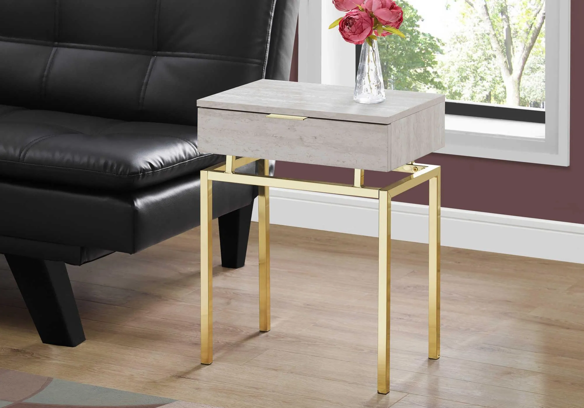 Accent Table in Beige/Gold - M3463