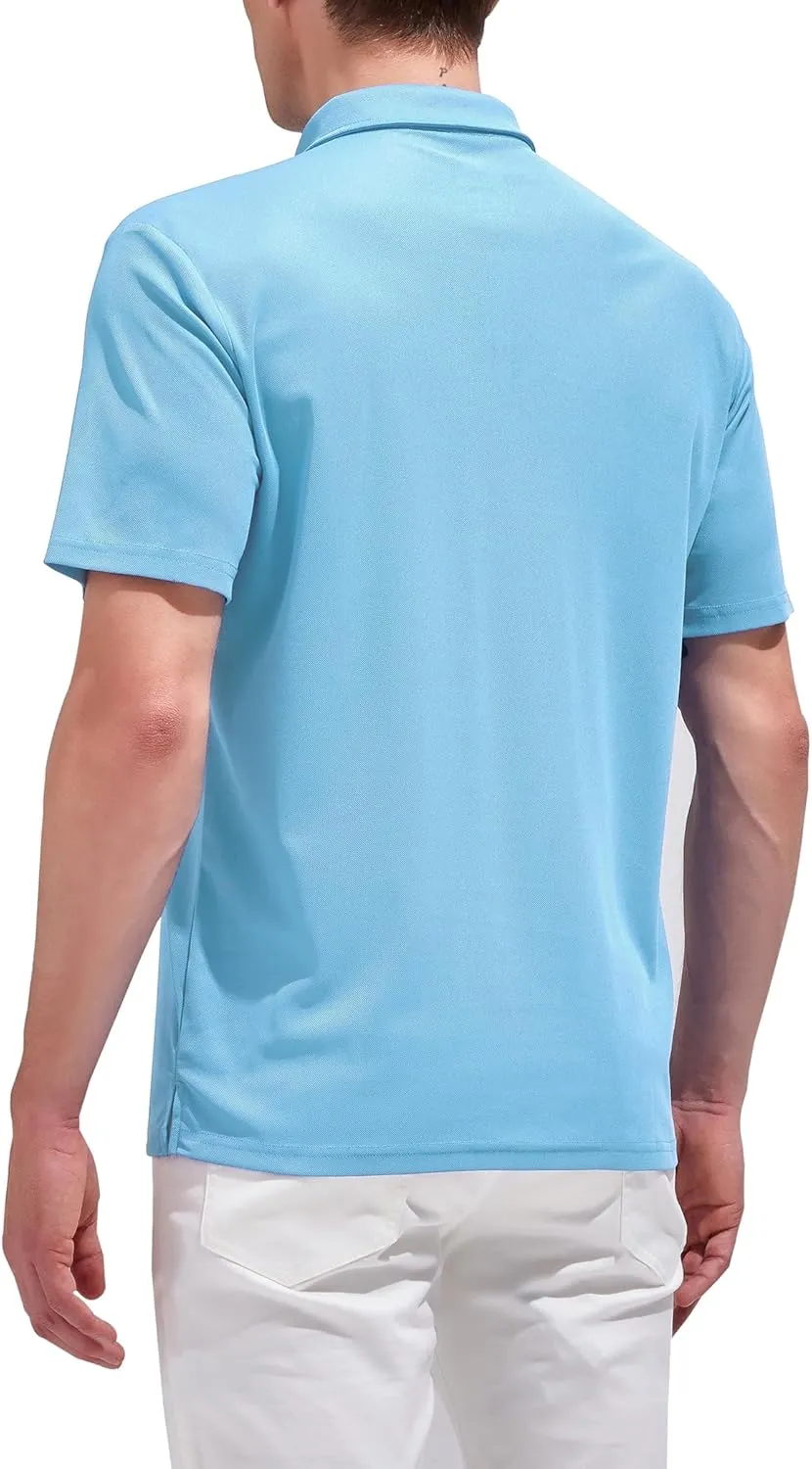 Aleture Men Polo T Shirts Polyester Performance Polos, Short Sleeve Collared Shirt for Business Casual Wear, Regular Fit