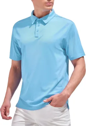 Aleture Men Polo T Shirts Polyester Performance Polos, Short Sleeve Collared Shirt for Business Casual Wear, Regular Fit