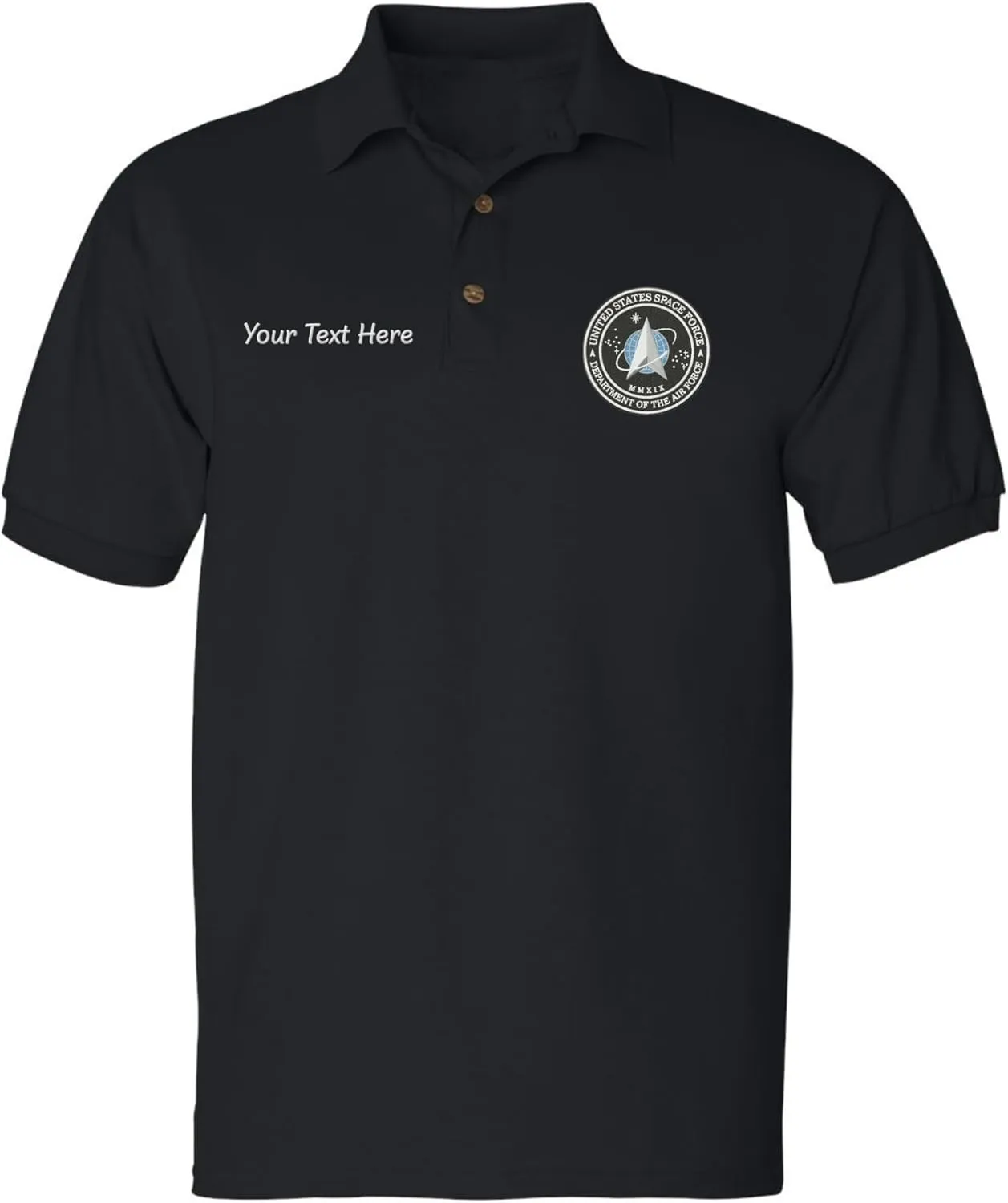 ALLNTRENDS Men's Polo T Shirt United States Space Force Embroidered USA Shirt