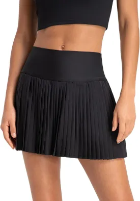 altiland Womens' Cool Feeling Pleated Tennis Athletic Running Mini Skirts with Shorts 3"