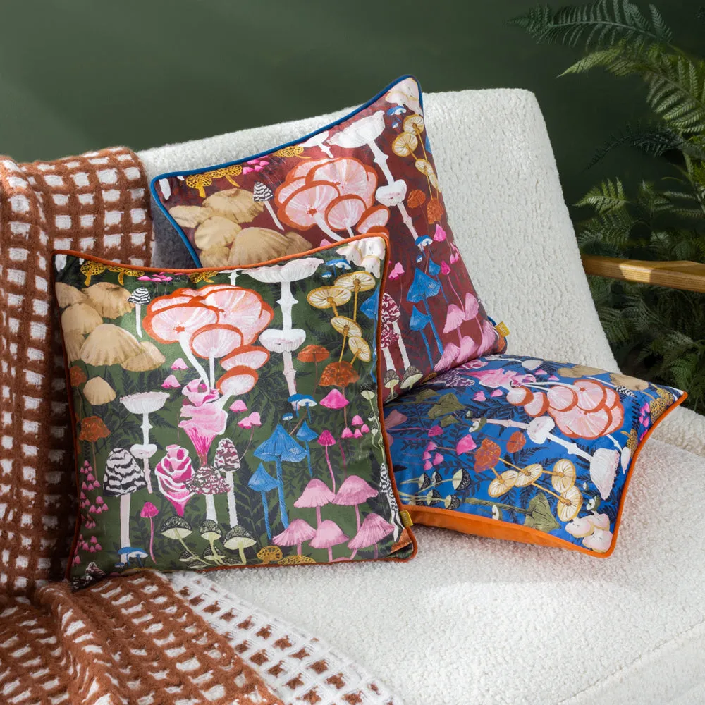 Amanita Mushroom Cushion Cobalt Blue