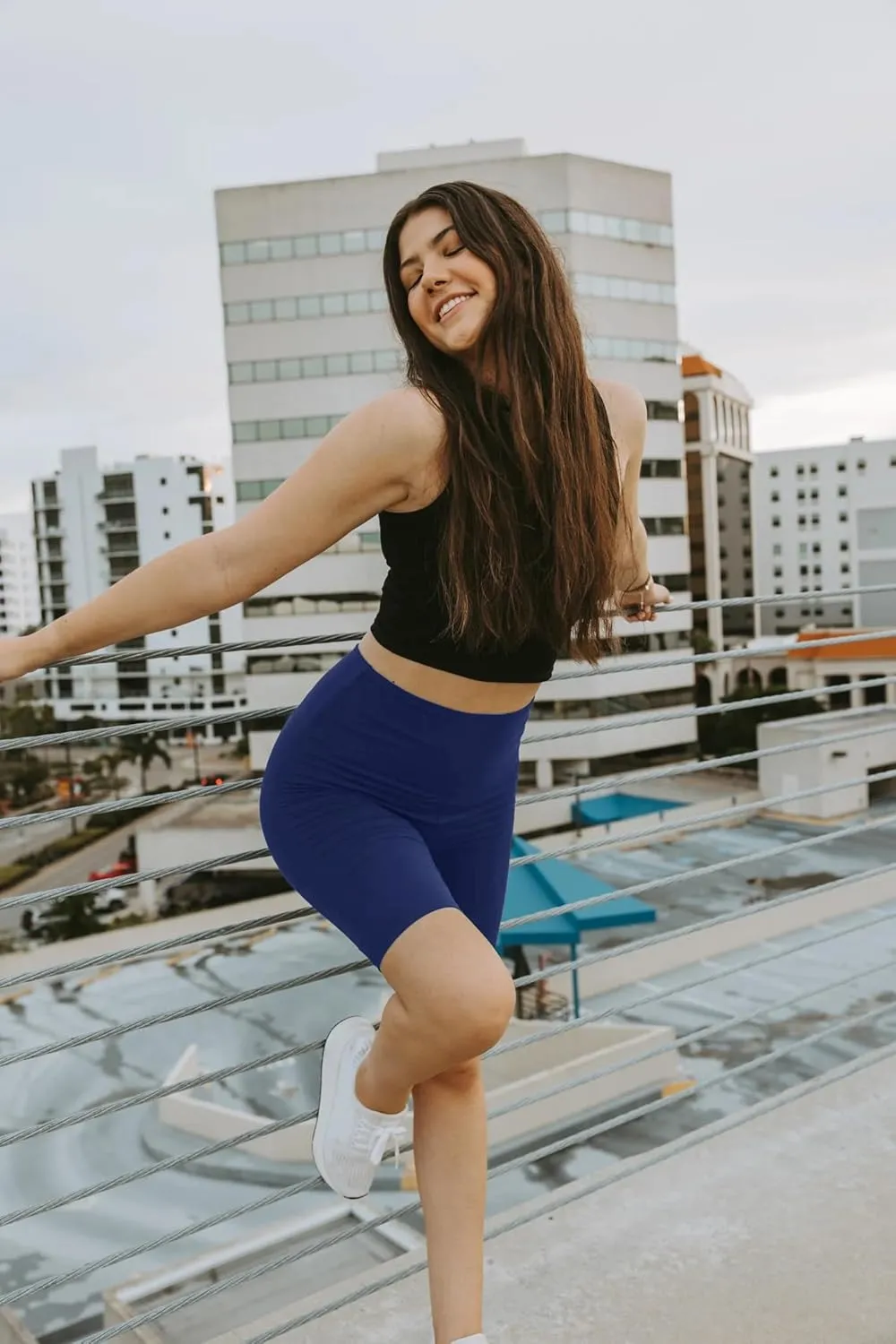 Aoliks Biker Shorts Women with Pockets - 8" High Waisted Tummy Control Running Workout Spandex Gym Volleyball Yoga Shorts