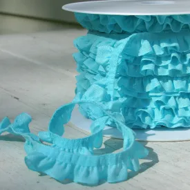 Aqua Cotton Ruffle Stretch Trim