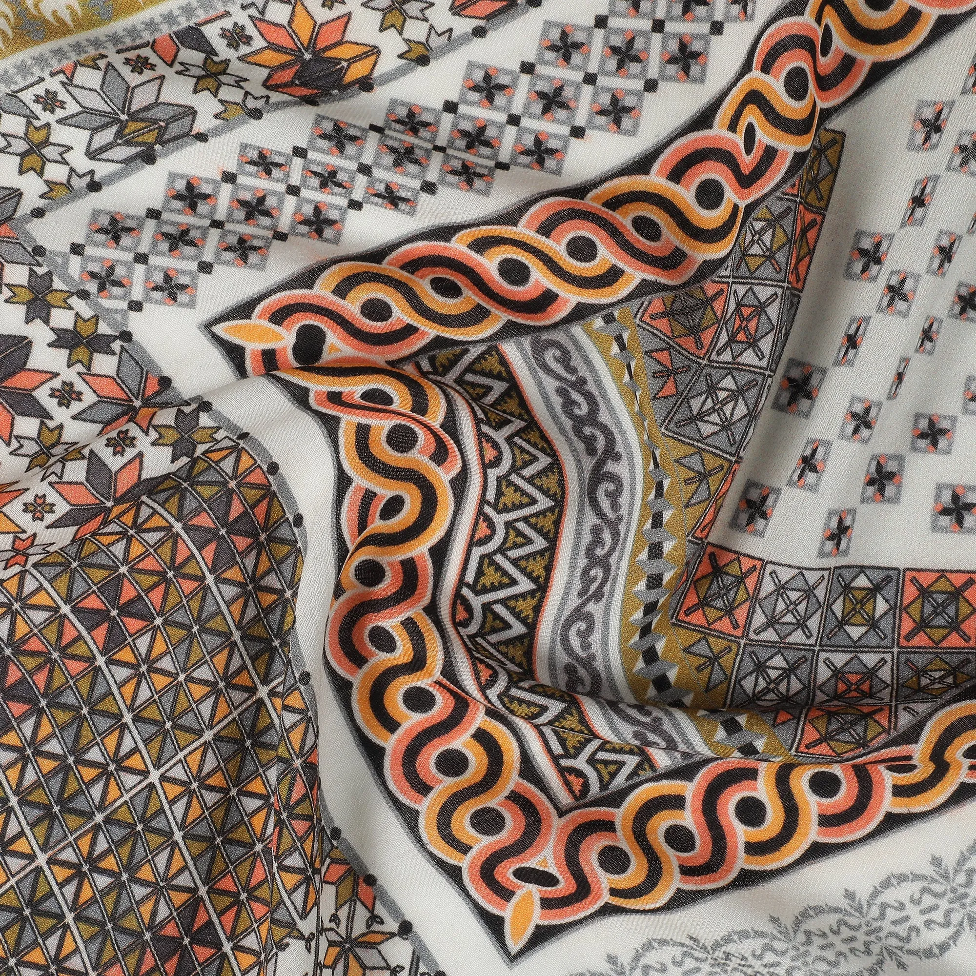 Arca Elegance Printed Offwhite Wool Stole