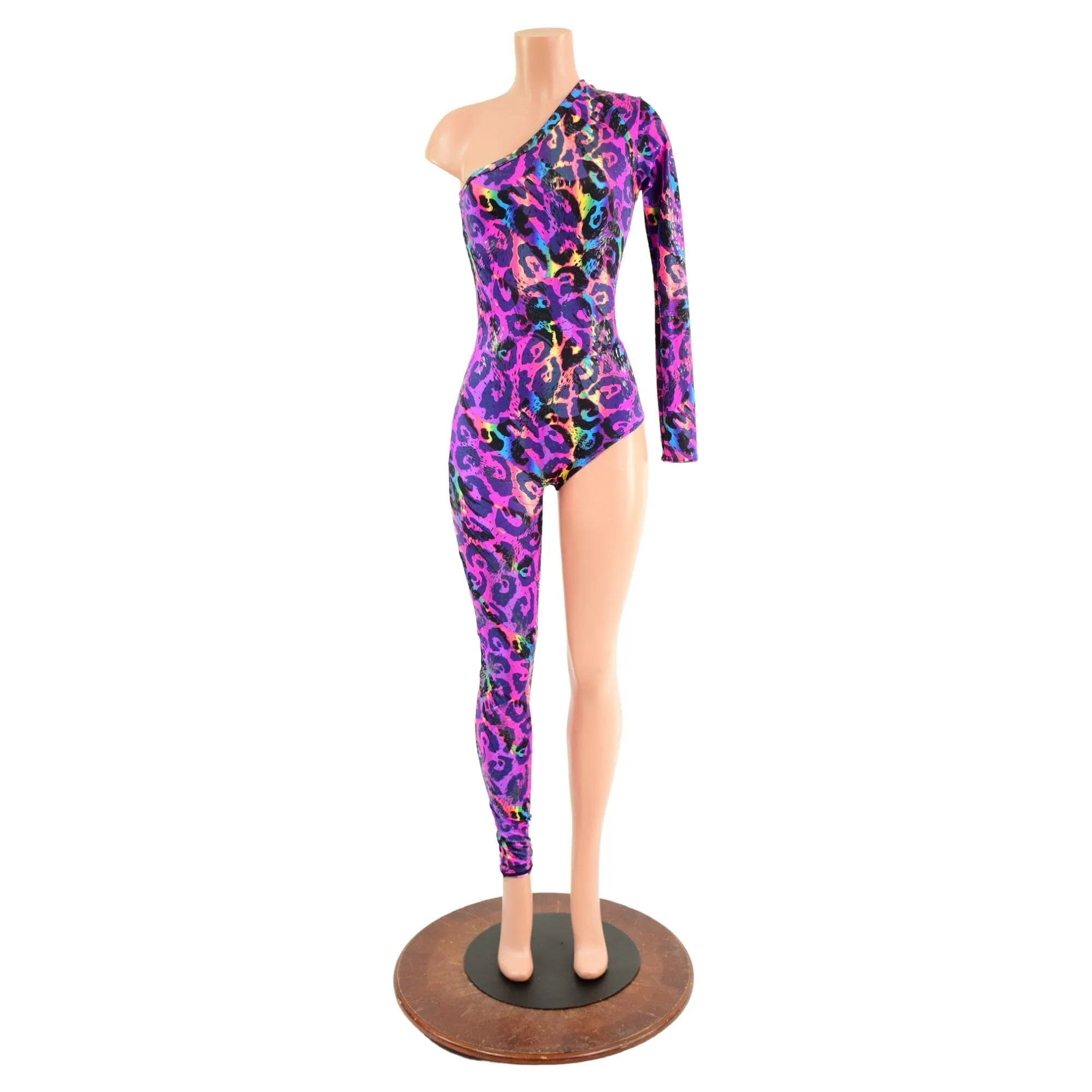 Asymmetrical Rainbow Leopard Catsuit