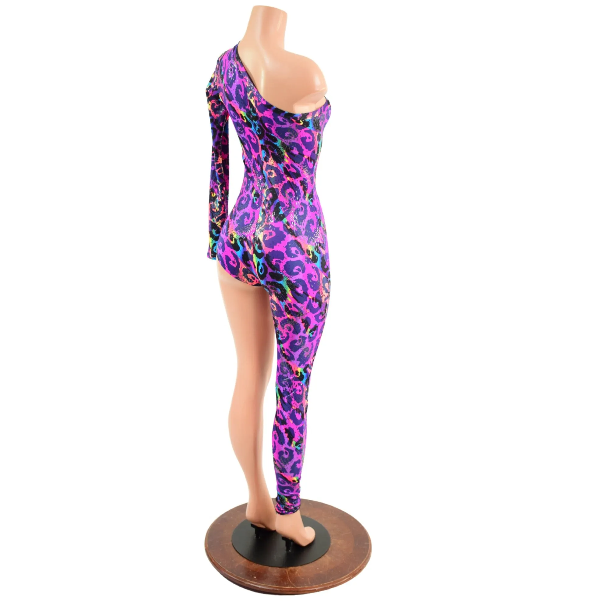 Asymmetrical Rainbow Leopard Catsuit