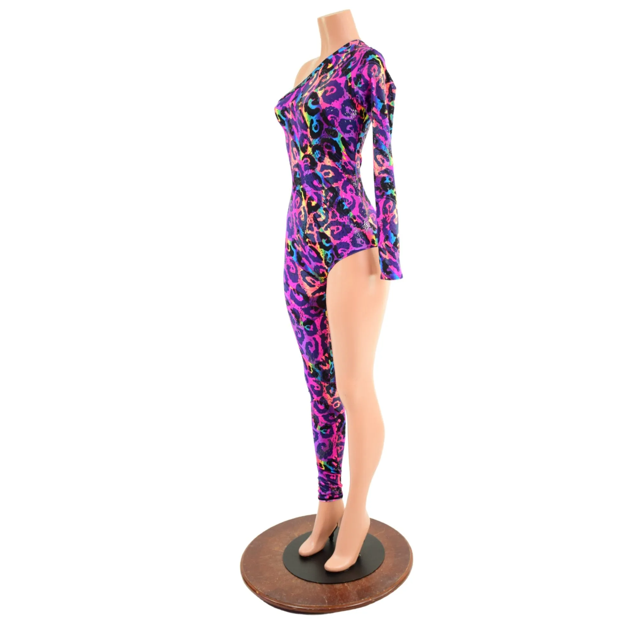Asymmetrical Rainbow Leopard Catsuit