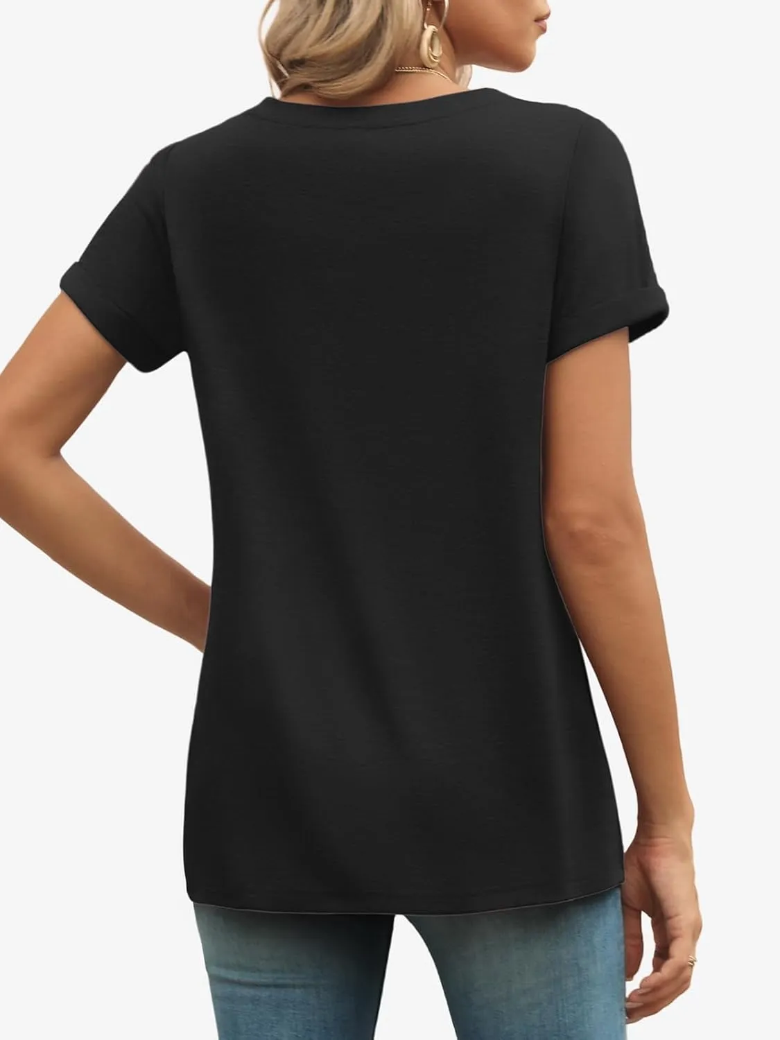 ATHMILE T Shirts Short Sleeve V Neck Tees for Women Fashion Tops Trendy Lightweight Casual Summer Outfits Clothes 2025 Beach