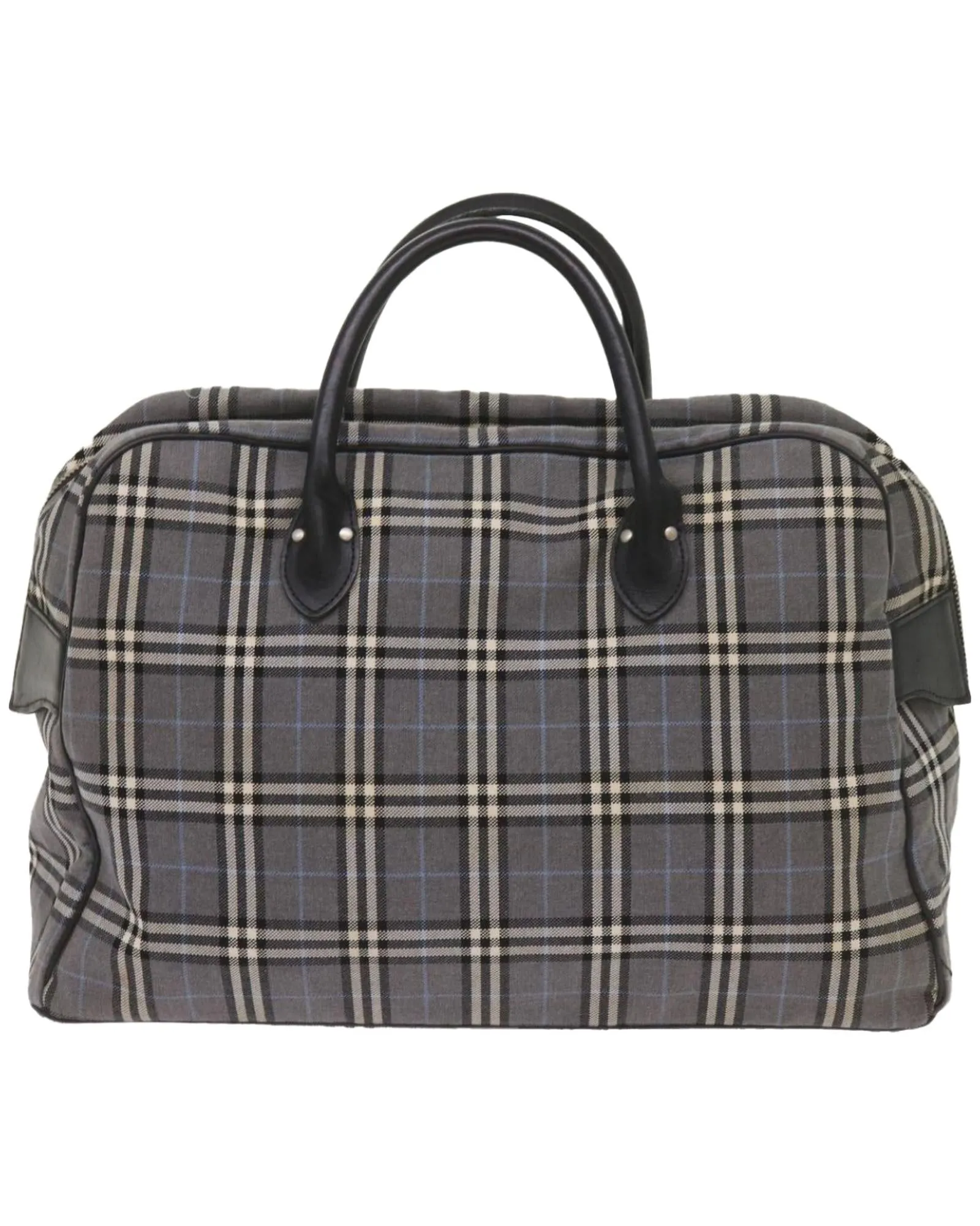 Authentic Burberry Gray Canvas Hand Bag with Nova Check Pattern