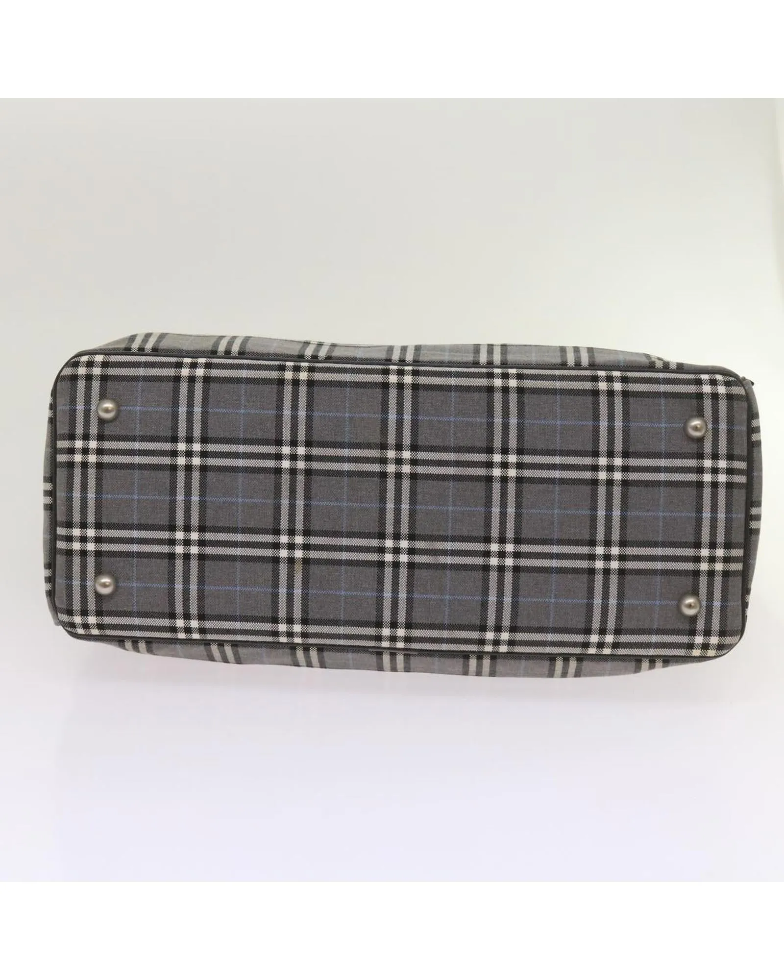 Authentic Burberry Gray Canvas Hand Bag with Nova Check Pattern