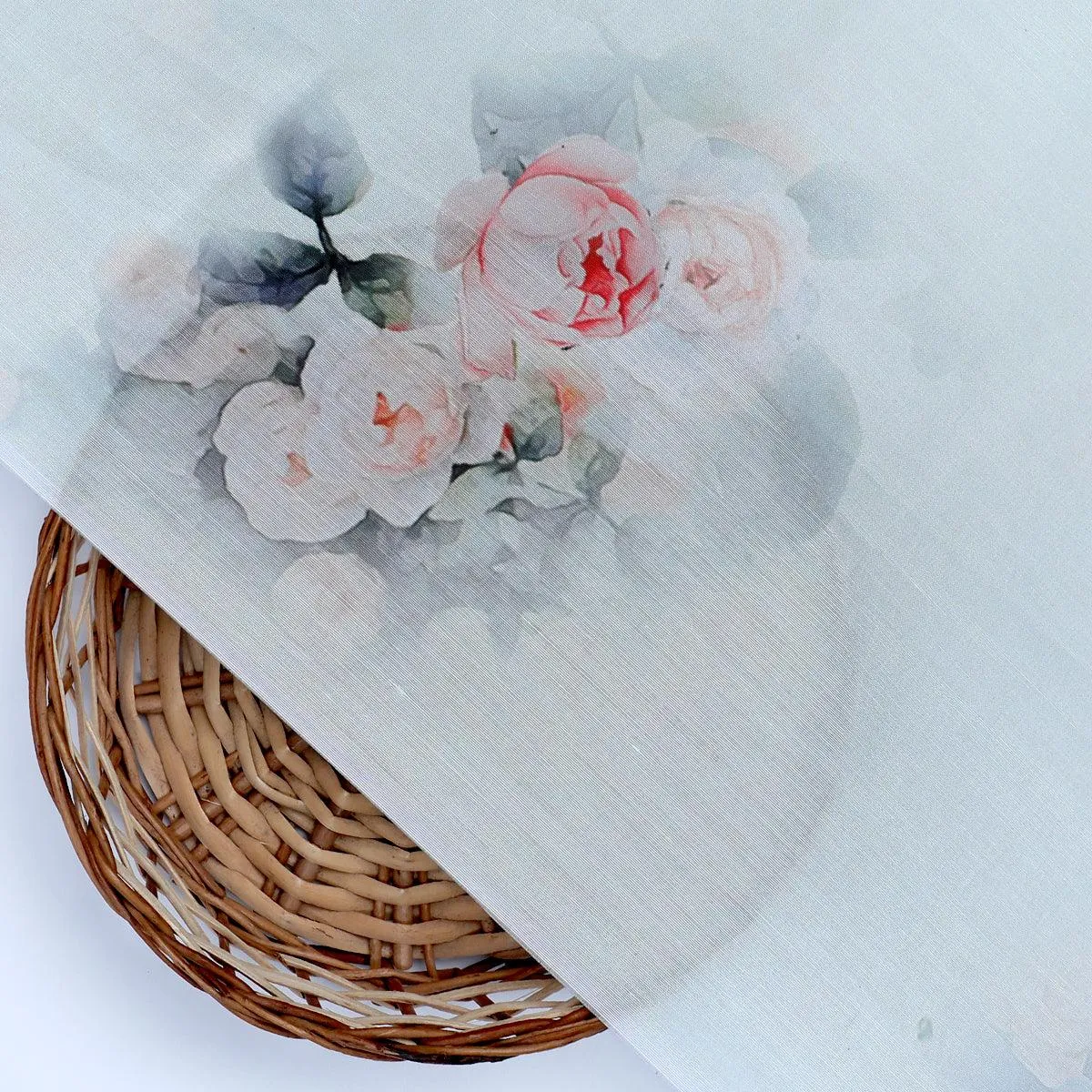 Beautiful Summer Peony Bunch Digital Printed Fabric - Muslin