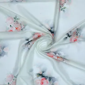 Beautiful Summer Peony Bunch Digital Printed Fabric - Muslin