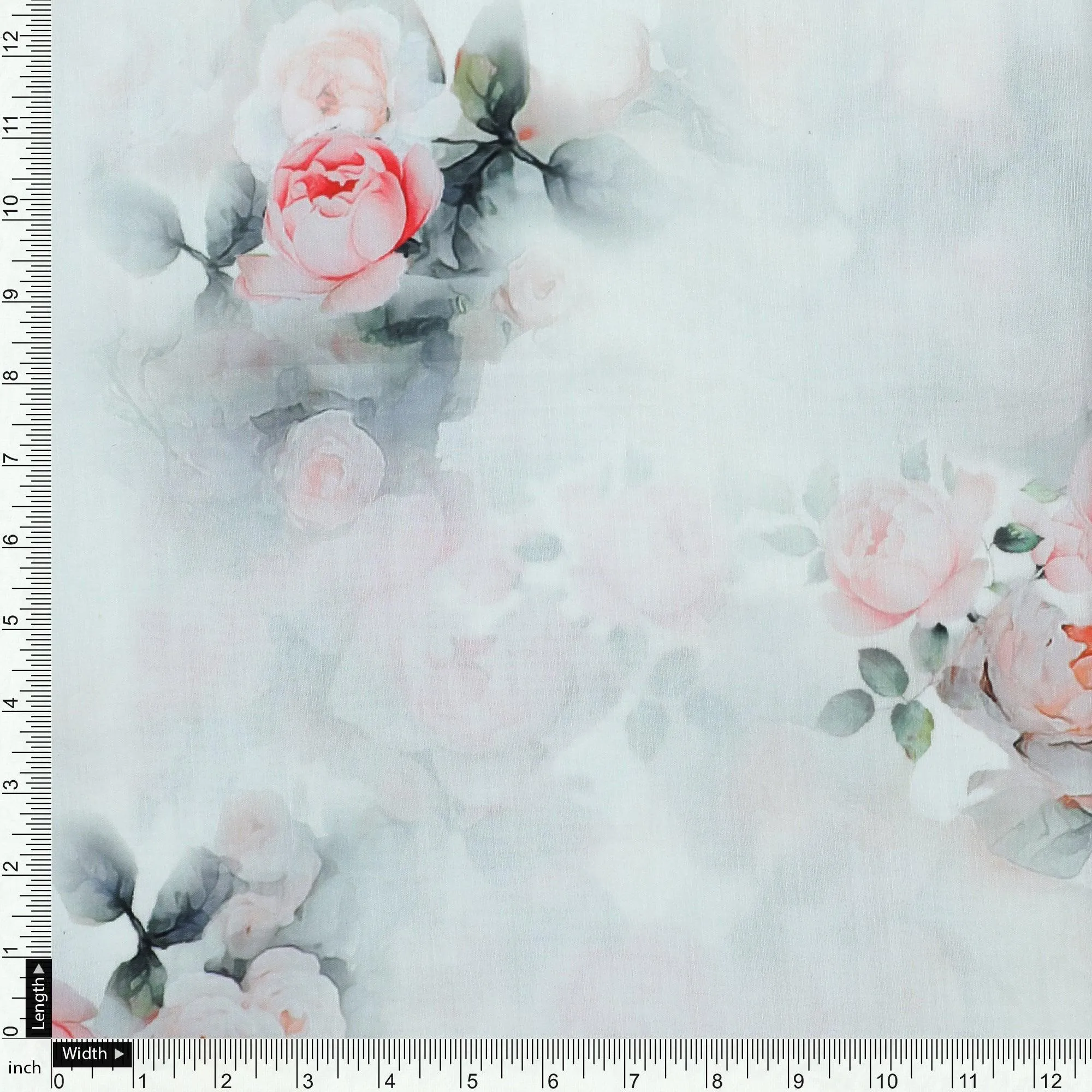 Beautiful Summer Peony Bunch Digital Printed Fabric - Muslin