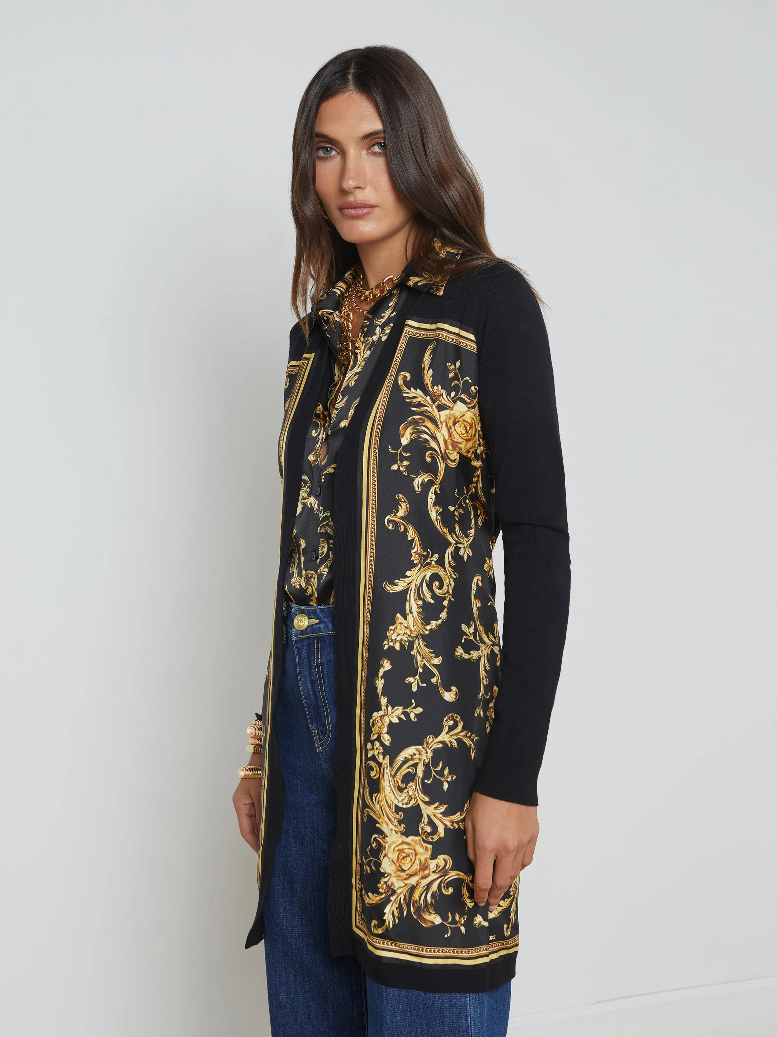 Beverly Silk Panel Cardigan