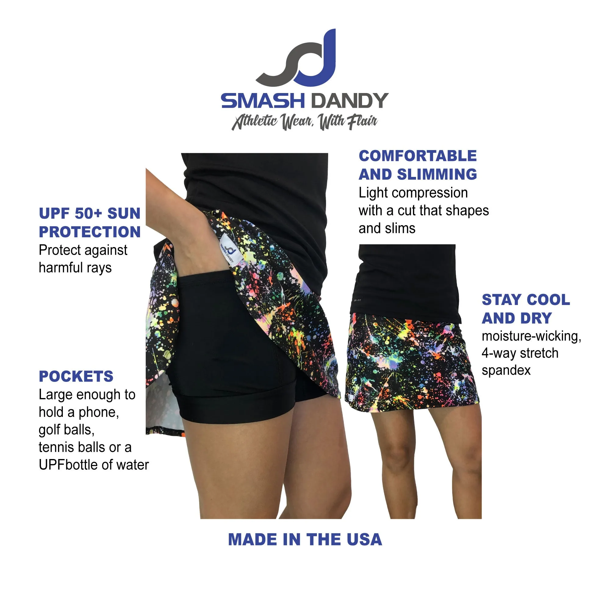 Black and White Leopard Print Athletic Slim Golf Skort