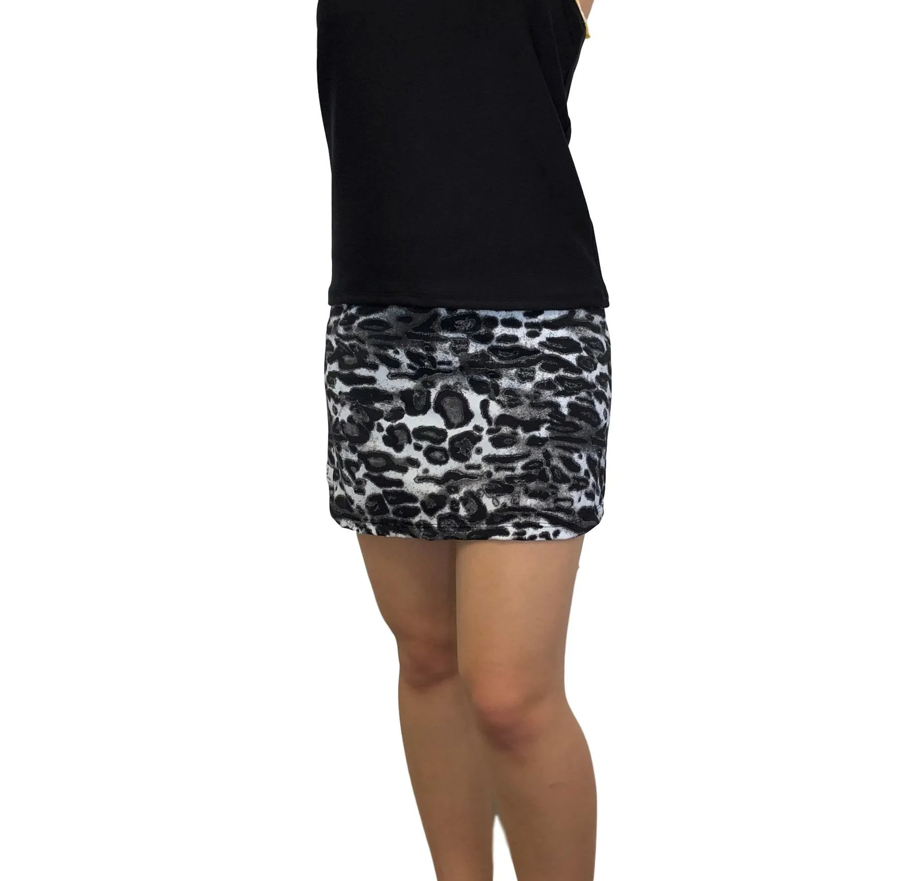 Black and White Leopard Print Athletic Slim Golf Skort