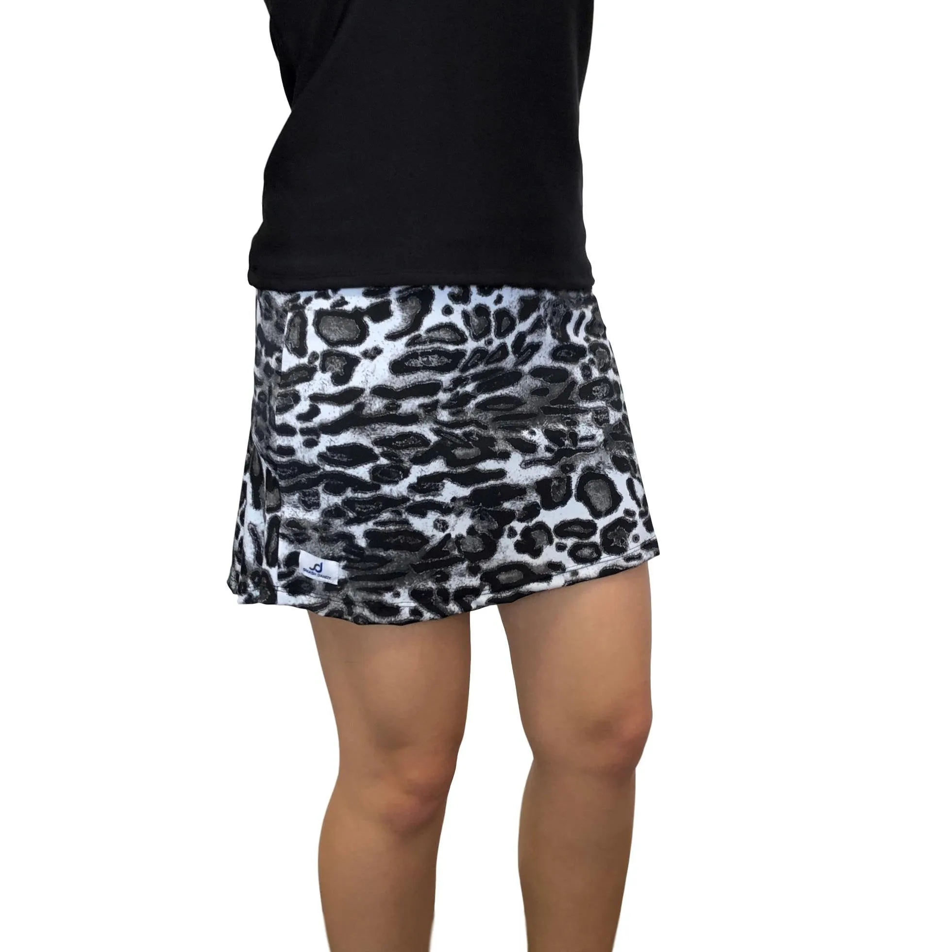 Black and White Leopard Print Athletic Slim Golf Skort