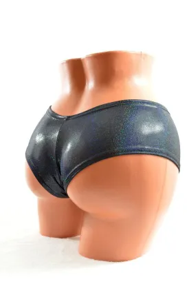Black Holographic Cheeky Booty Shorts