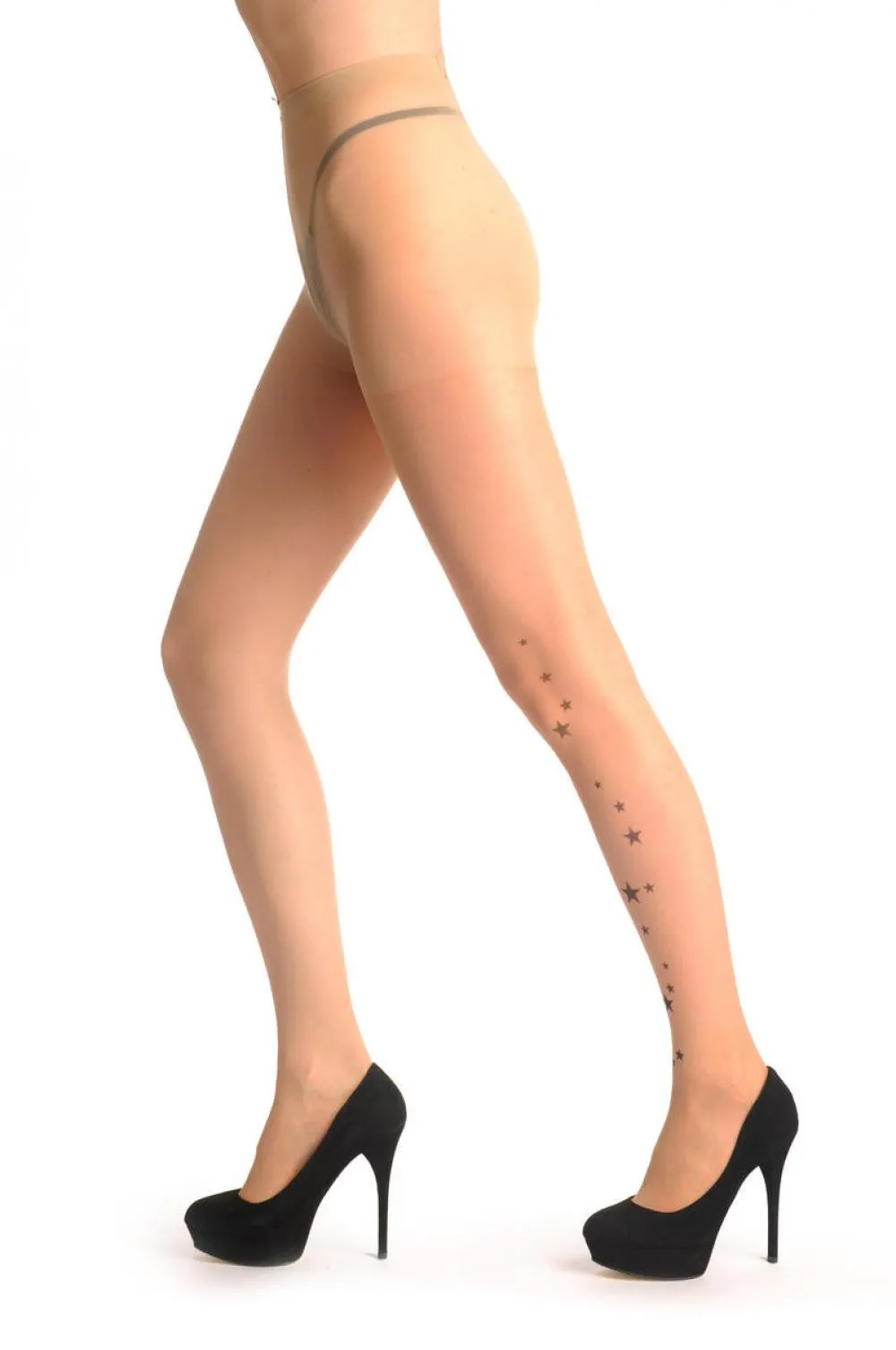 Black Printed Starts Around Ankle Tattoo