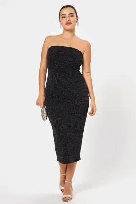 Black Strapless Midi Dress