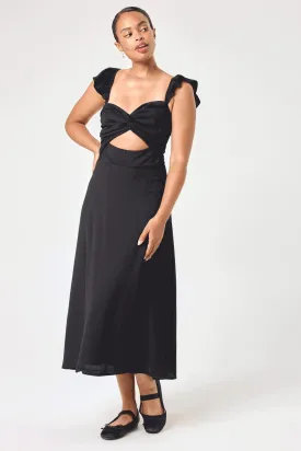 Black Twist Keyhole Midi Dress