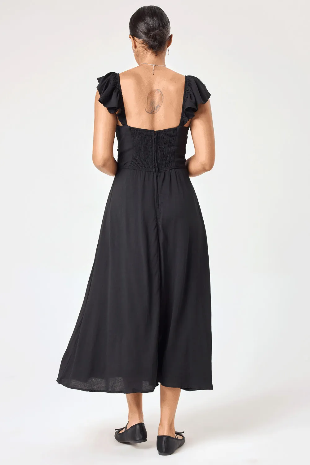 Black Twist Keyhole Midi Dress
