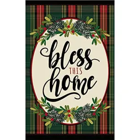 Bless This Home Plaid House Linen Flag
