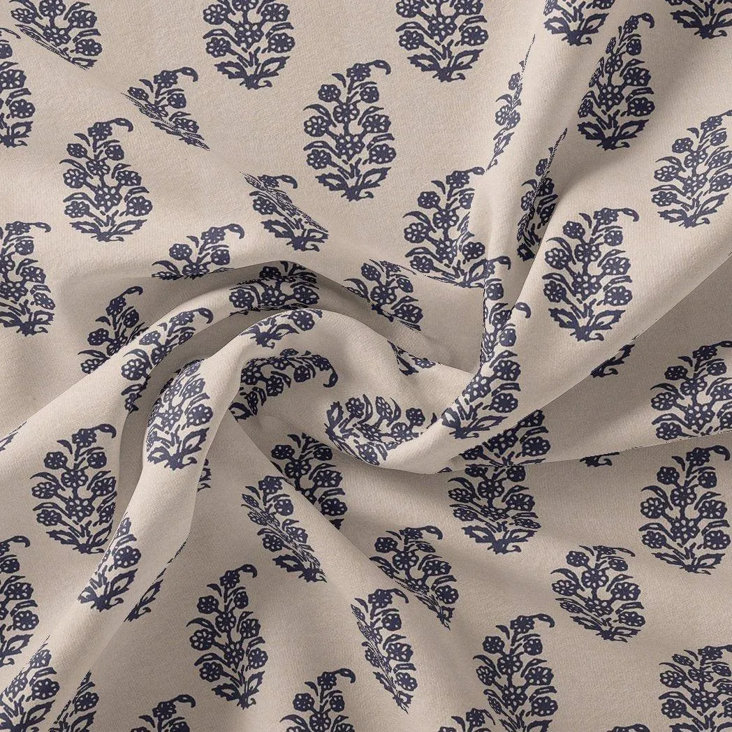 Block Print Motif Digital Printed Fabric - Rayon