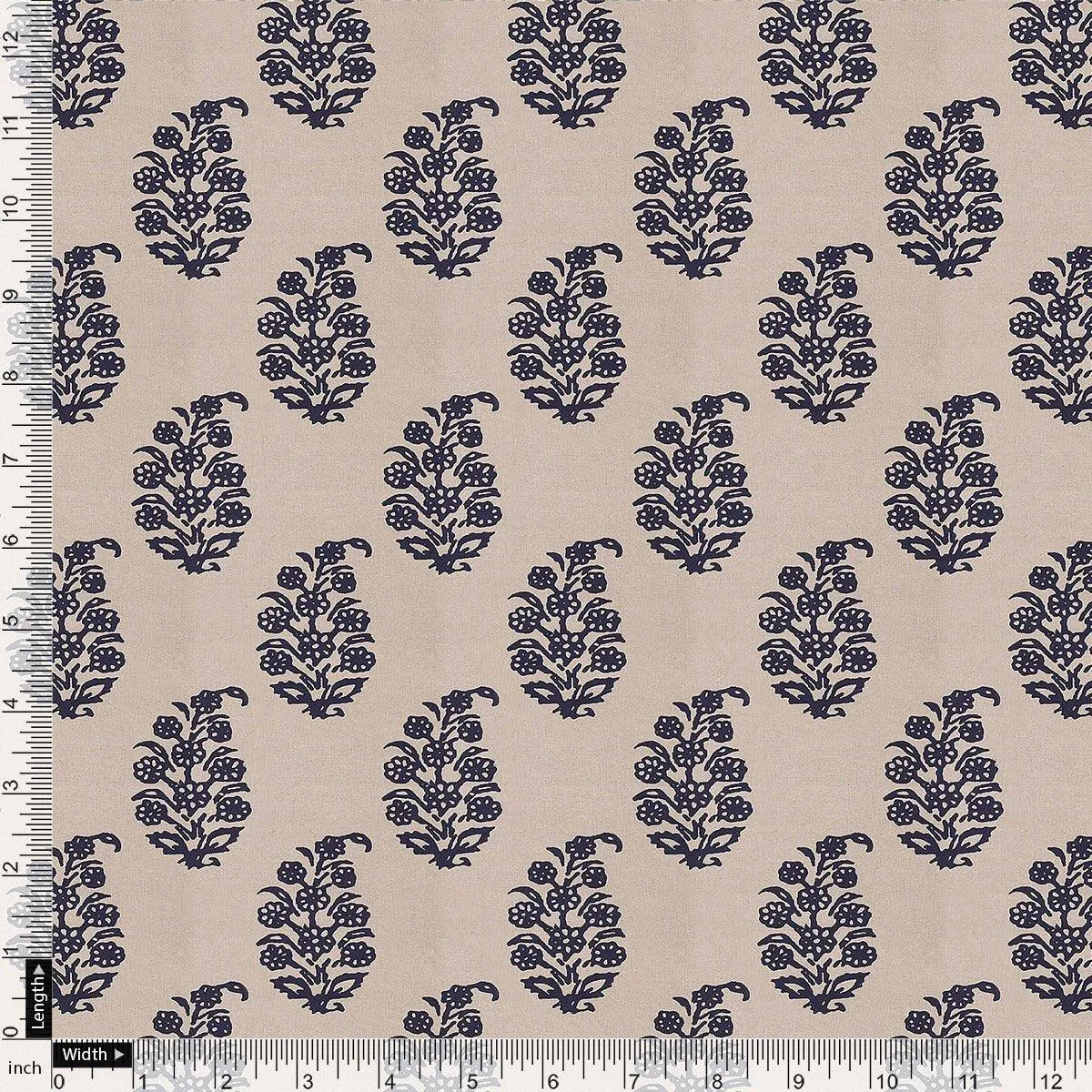 Block Print Motif Digital Printed Fabric - Rayon