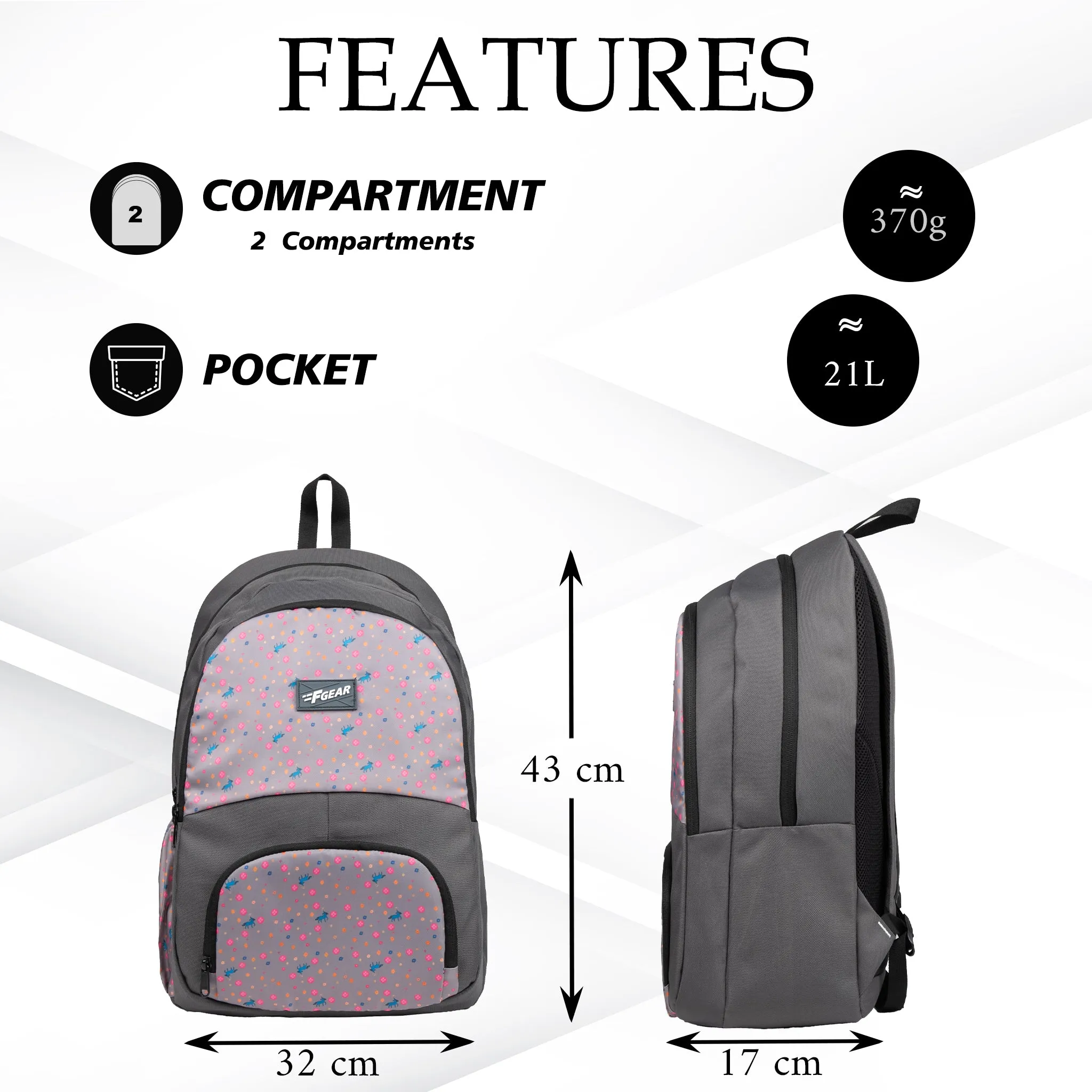 Bora 21L Grey Centifolia Backpack