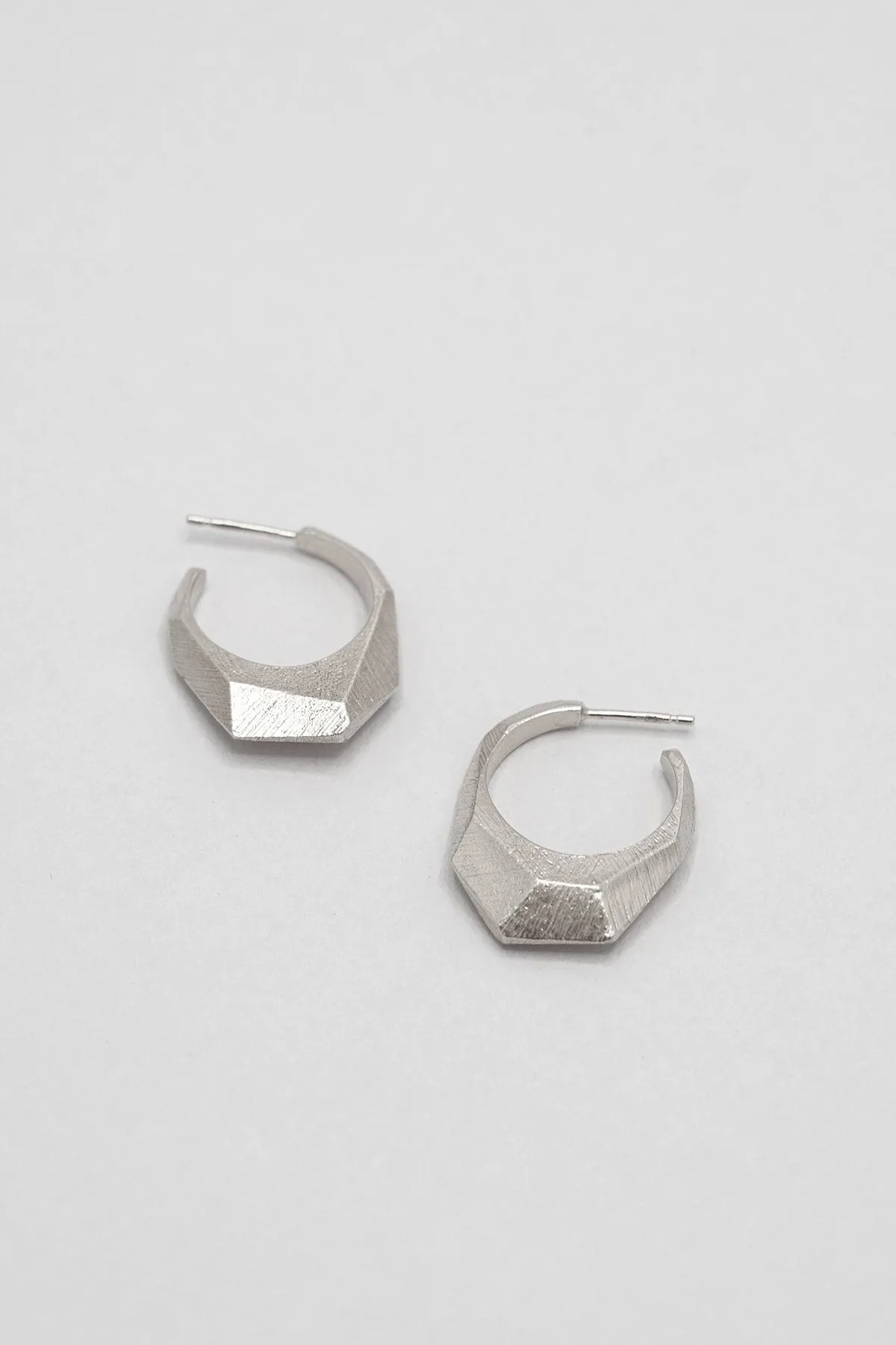 Chunky Facet Hoops - Silver
