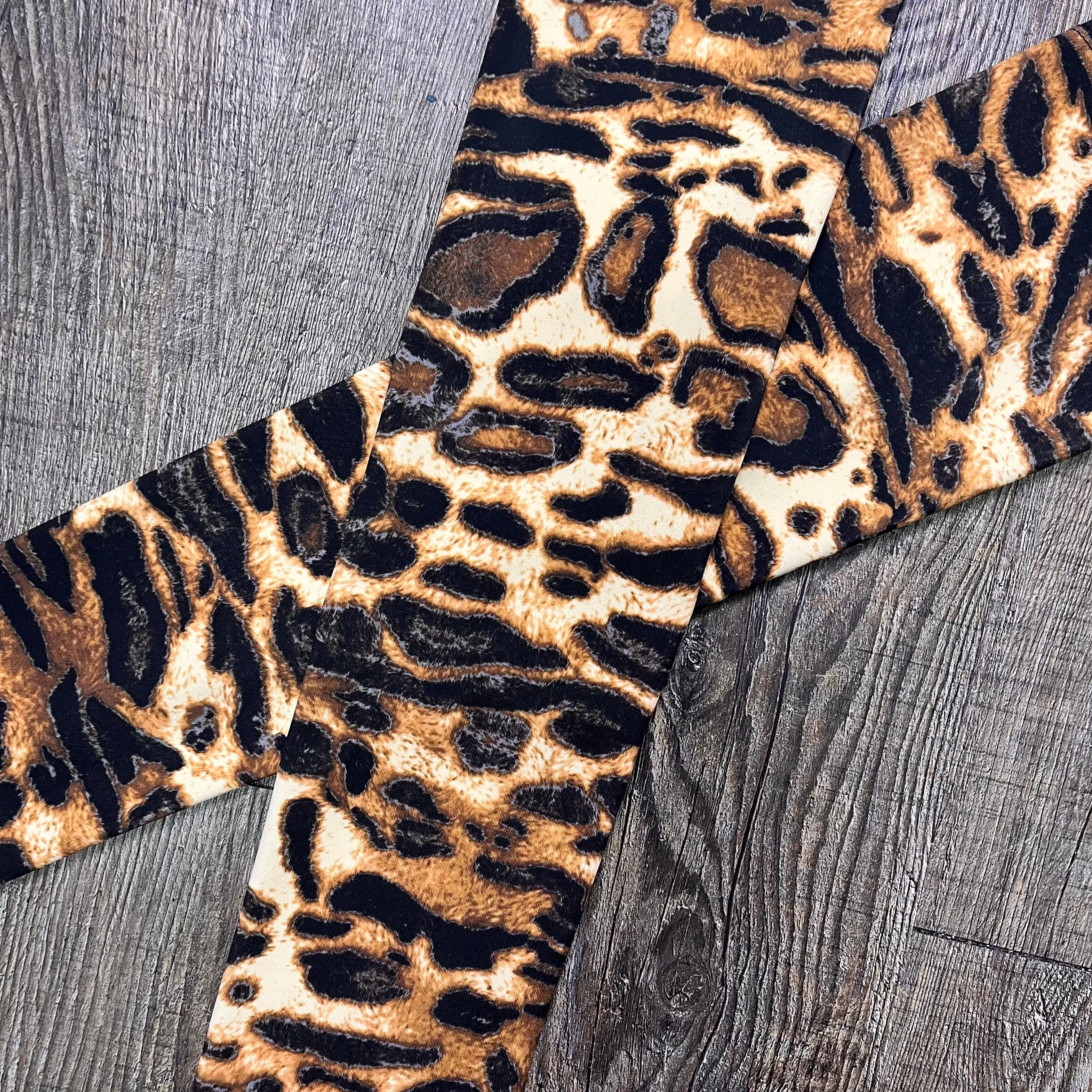 Compression Arm Sleeves in Brown Leopard Print Spandex