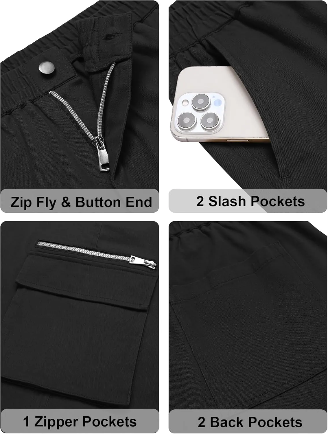 COOFANDY Men's Cotton Cargo Pants Relaxed Fit Elastic Waist Casual Pants Stretch Work Cargo Pant with Pockets