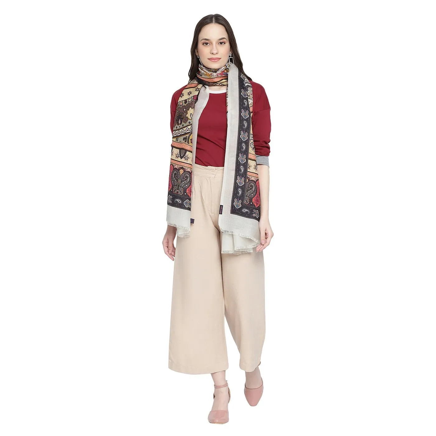 Cosmin Paisley Printed Woolen Stole