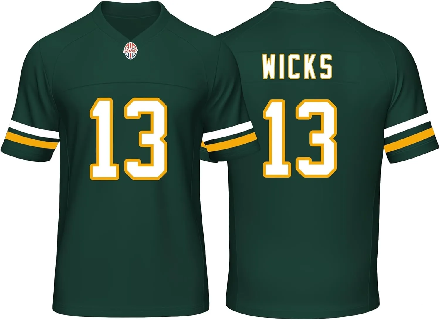 Custom Mens/Youth Football Stitched T-Shirt for Sports Fan Green/White No Brand/Logos