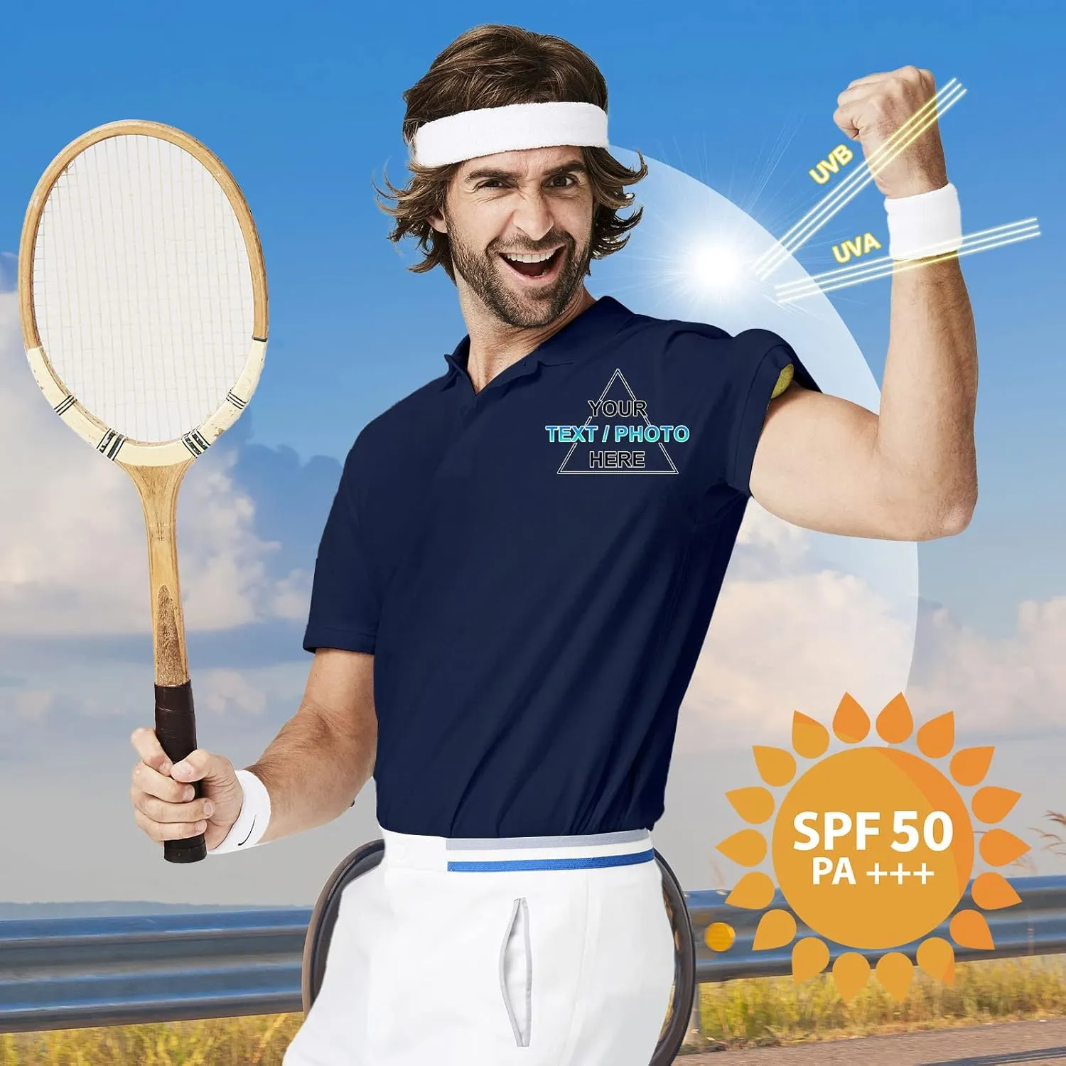 Custom T Shirt Polo for Men Design Your Own Personalized Customized Golf Tee Embroidered Text Photo Logo