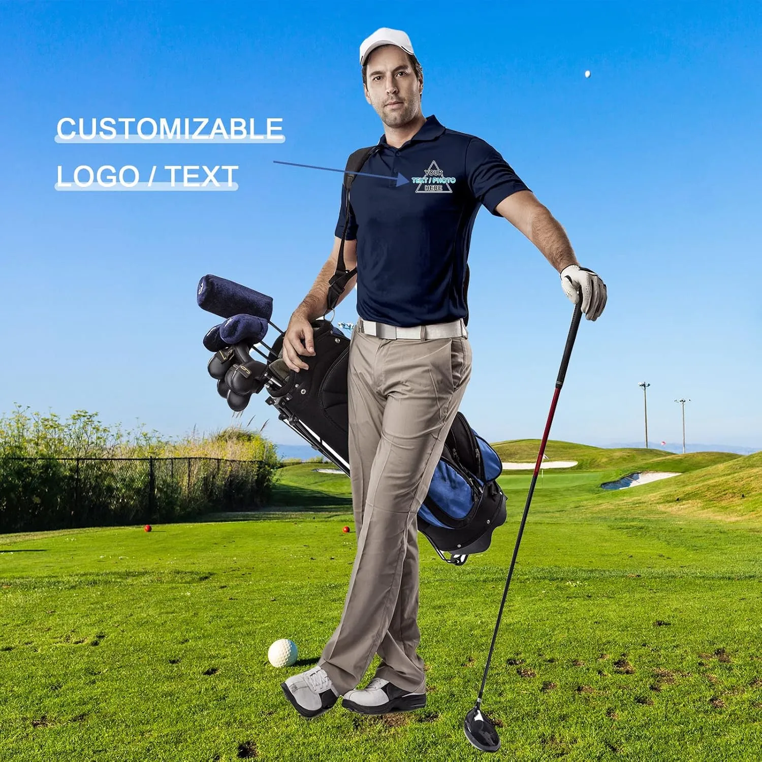 Custom T Shirt Polo for Men Design Your Own Personalized Customized Golf Tee Embroidered Text Photo Logo