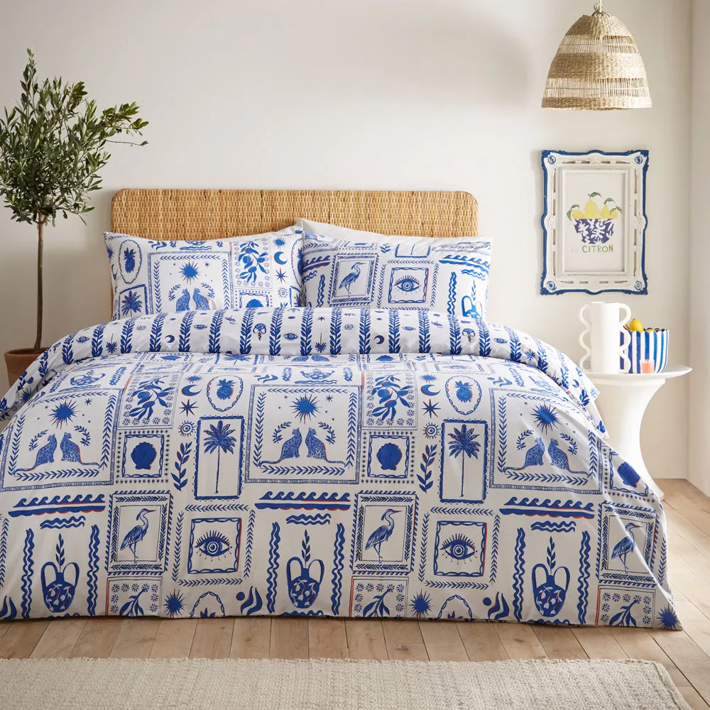 Frieze Abstract Duvet Cover Set Blue