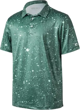 Golf Shirts for Men Dry Fit Performance Short Sleeve Print Moisture Wicking Polo Shirt