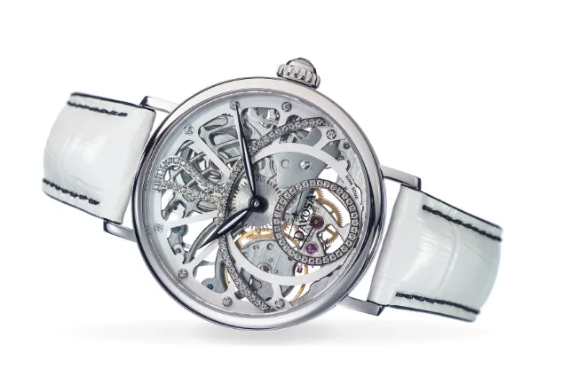 Grande Diva Mechanical Swiss-Made Skeleton White Ladies Watch 16550010