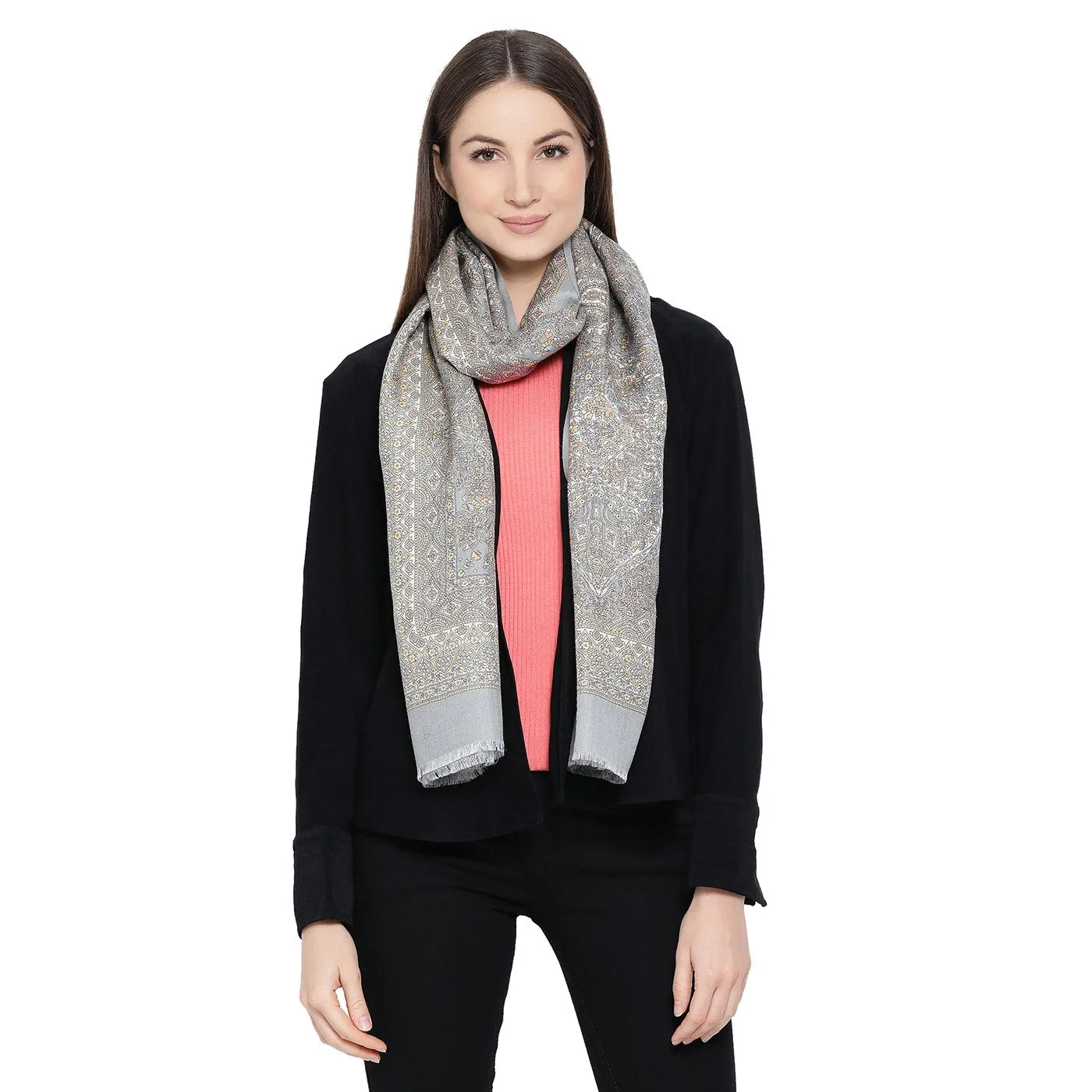 Gulshan Grey Wool Blend Stole