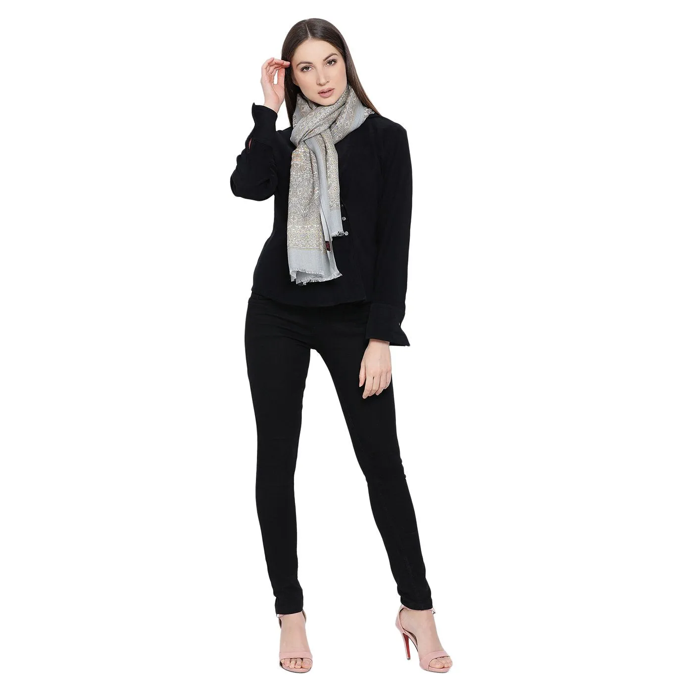 Gulshan Grey Wool Blend Stole