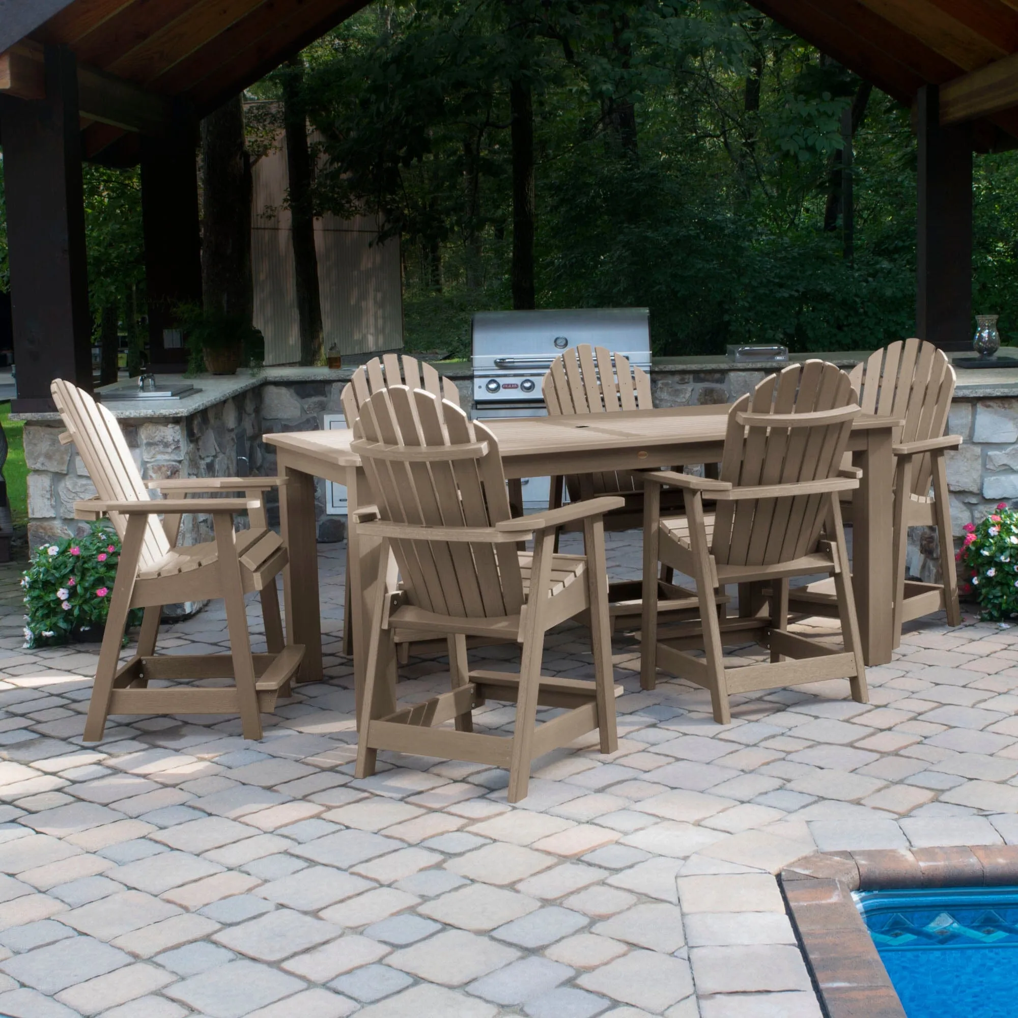 Hamilton 7pc Outdoor Dining Set 42in x 84in - Counter Height